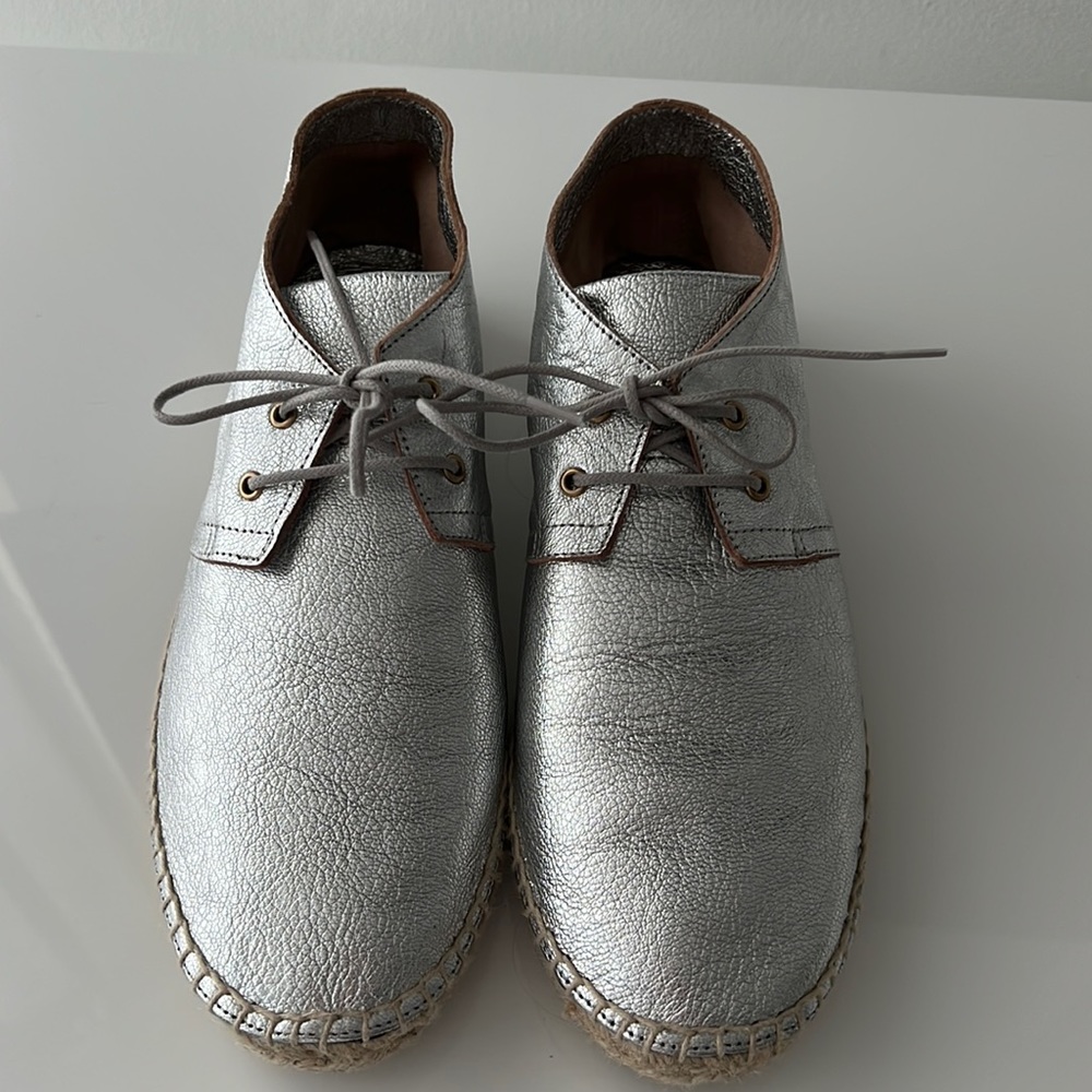 Robert Clergerie Silver Espadrille Ankle Booties Woman Size 39/9